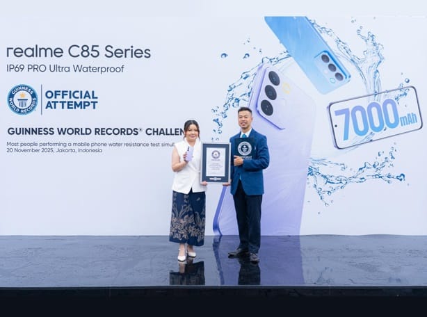 realme C85 Series Pecahkan Rekor Dunia GUINNESS WORLD RECORDS untuk Standar Ketahanan Air